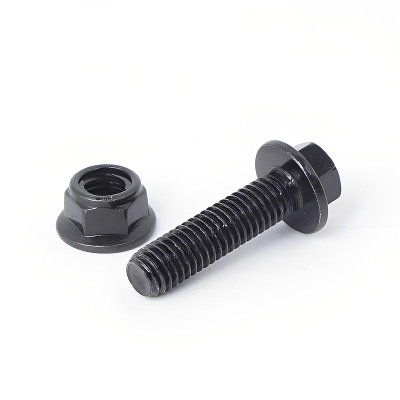 Minho M8-1.25 x 30mm Flange Head Bolts in Carbon Steel Material,Flange Hexagon Screws Come with Flange Nuts,Black Oxide Finish Plated,Full Thread, 15 Sets - Image 3